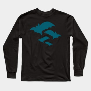 Blue Bats, Goth, Creepy Halloween Long Sleeve T-Shirt